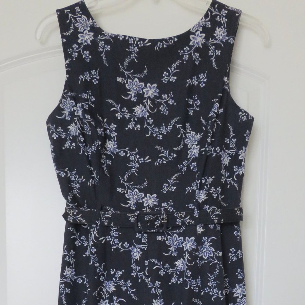 Timeless Vintage Laura Ashley Navy 100% Cotton Floral Dress - XS